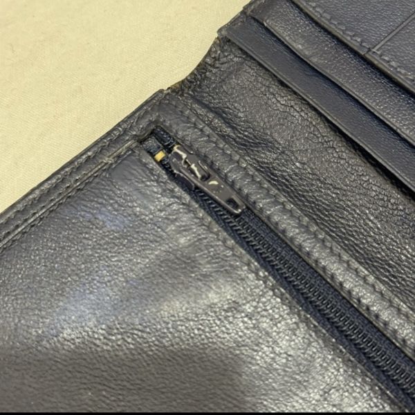 Hermès 深藍色鱷魚皮長夾 