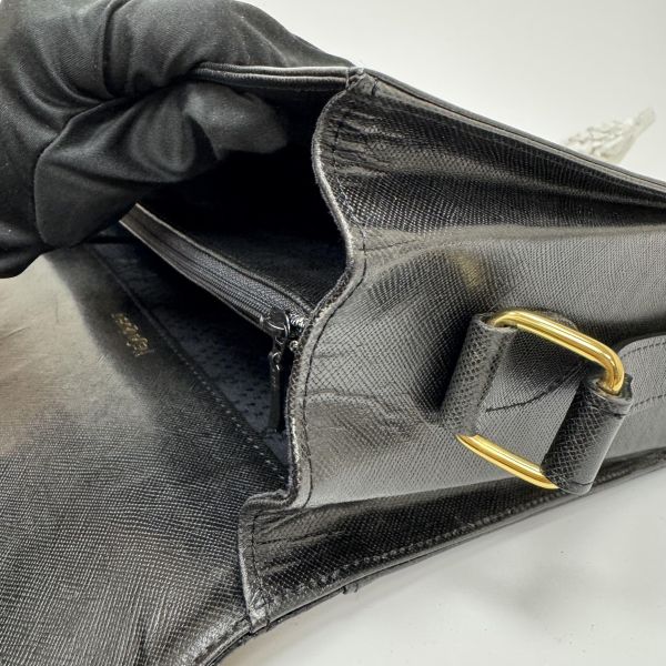 YSL 黑色鱷魚皮 斜挎包 