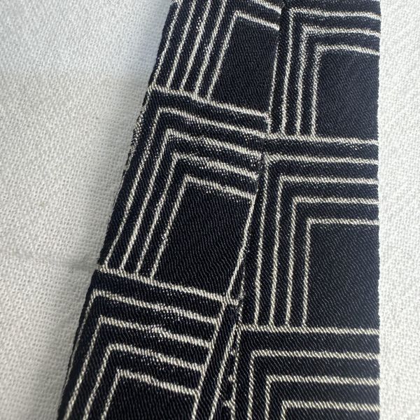 Armani 黑色摩登方格紳士領帶 領結 絲綢（中古） 