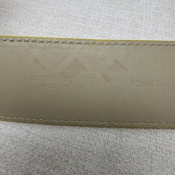 Bottega Venetia 黃 編織銀頭 皮帶 腰帶 