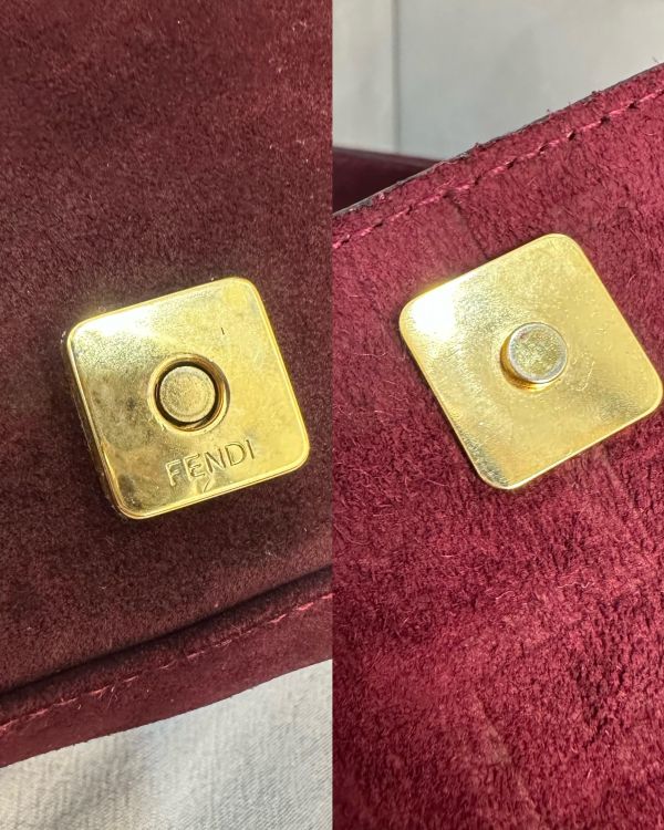 Fendi Zucca 深紅斜肩包 
