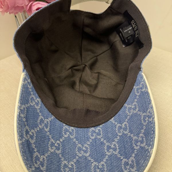 Gucci 牛仔藍 滿版老花 棒球帽 