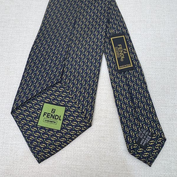 FENDI 藍綠 領帶 領結 絲綢（中古） 