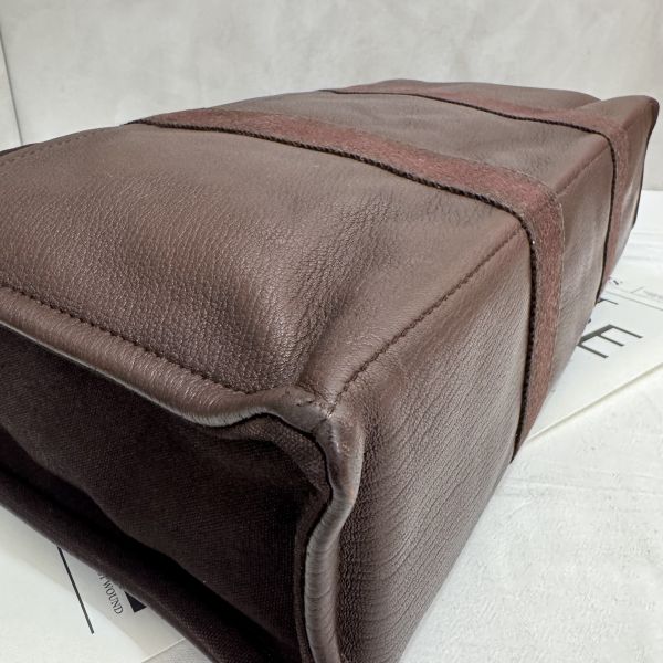 Hermès 帆布拼皮革手提包 