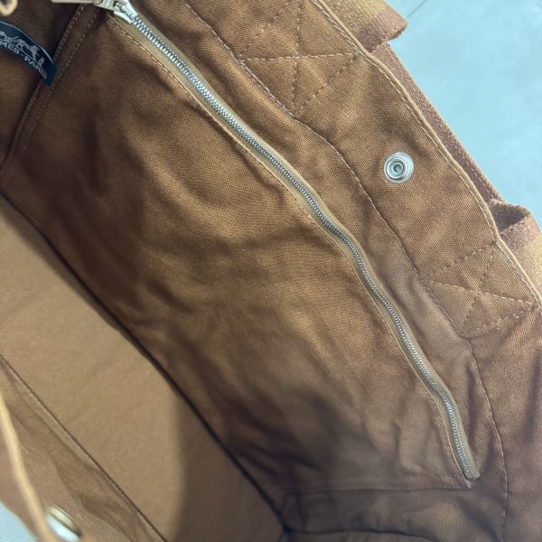 Hermès 帆布拼皮手提包 