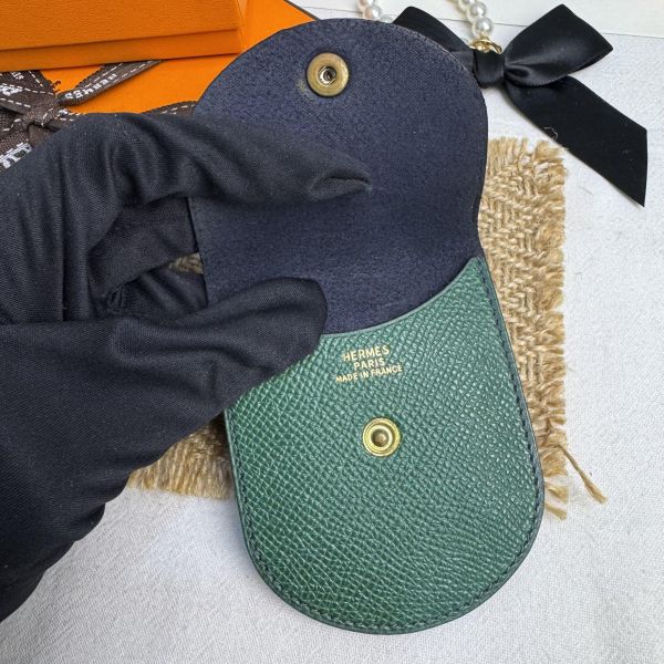 Hermès 藍綠迷你零錢包 