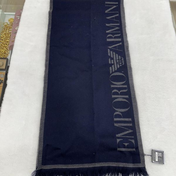 Emporio Armani 亞曼尼 提花老鷹標誌羊毛混紡圍巾 