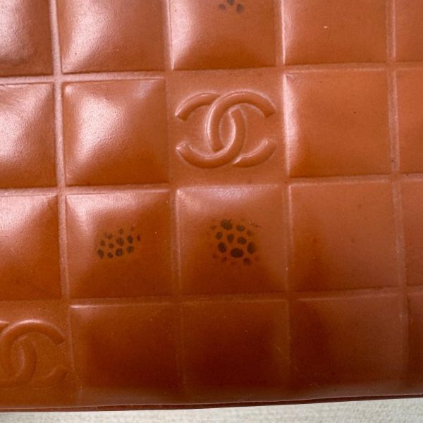 Chanel Chocolate Bar 橘色巧克力格手拿包 