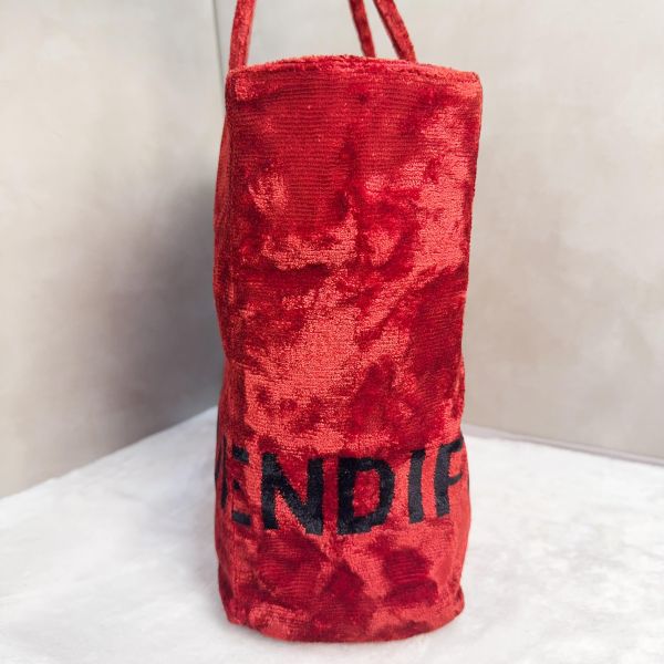 Fendi 復古紅絨面字母托特包 