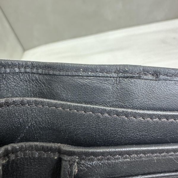 Gucci 中古 咖啡老花拼接皮革短夾 