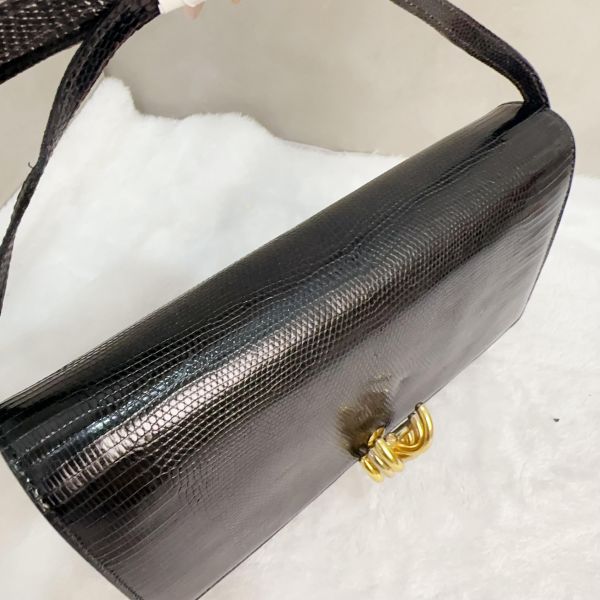 Bottega Veneta 黑色蜥蜴皮晚宴包 