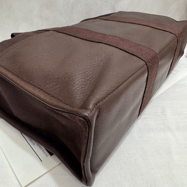 Hermès 帆布拼皮革手提包 