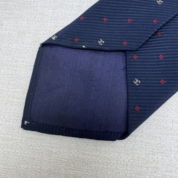 Chanel 藍 滿版小雙C logo 領帶（中古） 