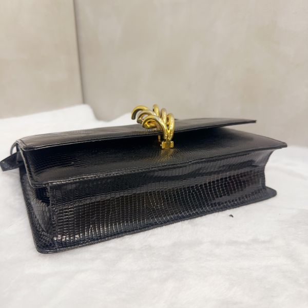 Bottega Veneta 黑色蜥蜴皮晚宴包 