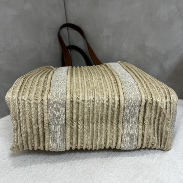 Hermès 帆布皮革手提袋 