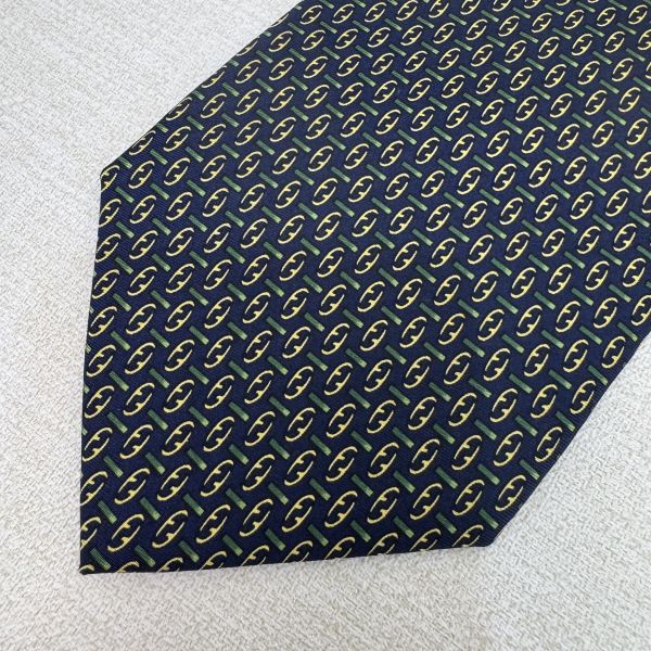 FENDI 藍綠 領帶 領結 絲綢（中古） 