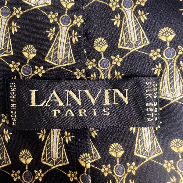 Lanvin 黑色復古風幾何圖案領帶 領結 絲綢（中古） 
