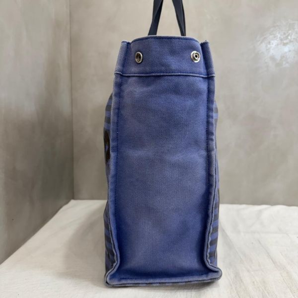 Hermès  Cavalcadour Étriers 藍色馬圖帆布托特包 