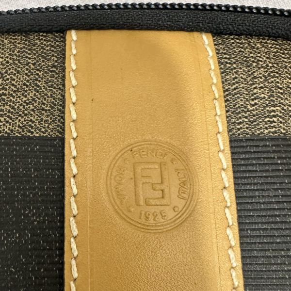 Fendi復古格紋化妝包萬用收納包 