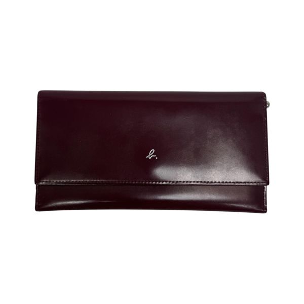 Agnes B酒紅色漆皮長夾 