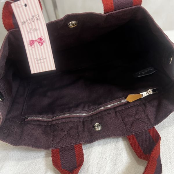 Hermès 酒紅中號帆布手袋 