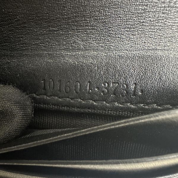 Gucci 中古黑色馬銜扣老花領錢袋短夾 