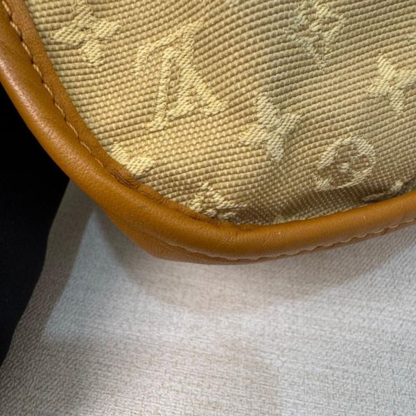 Louis Vuitton 黃色丹寧拼焦糖皮革斜背包 