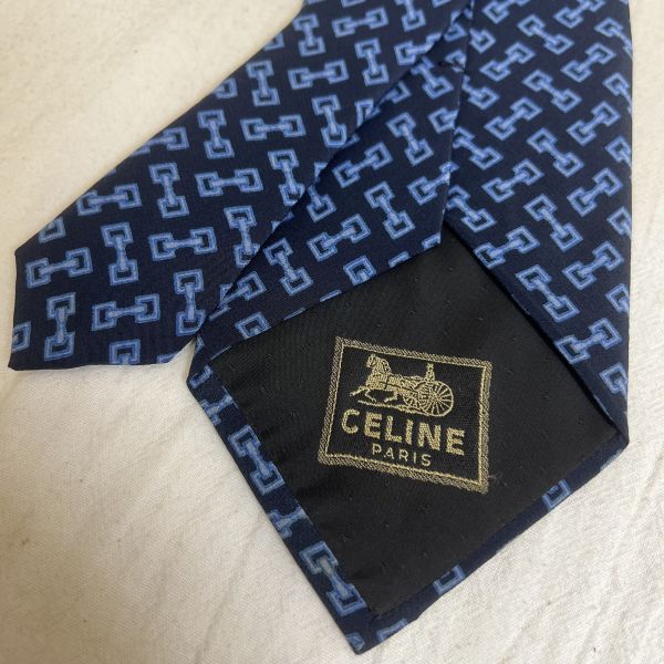 Celine 藍雙鎖領帶（中古） 
