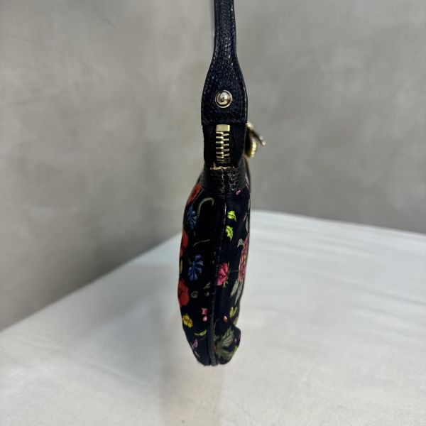 Gucci Flora Pochette Mini 中古蜥蜴皮緞面花卉琉璃小蜜蜂麻將包 