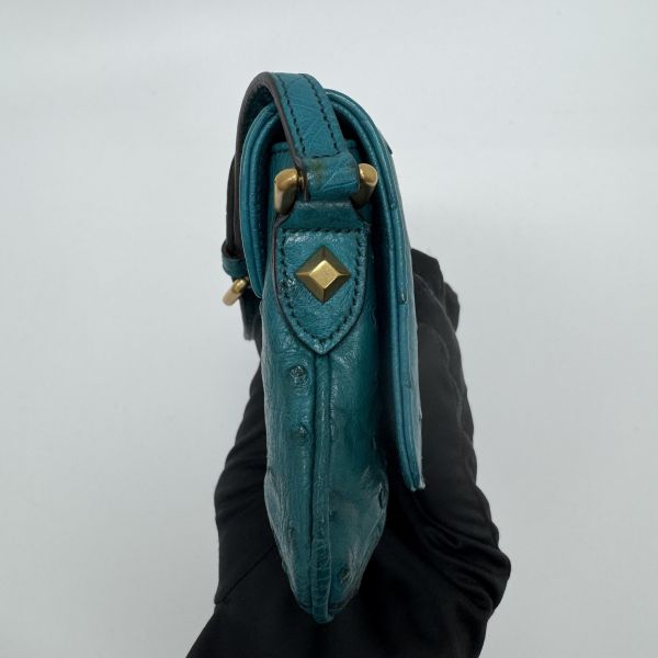 Gucci 竹節細節鴕鳥皮肩背包 