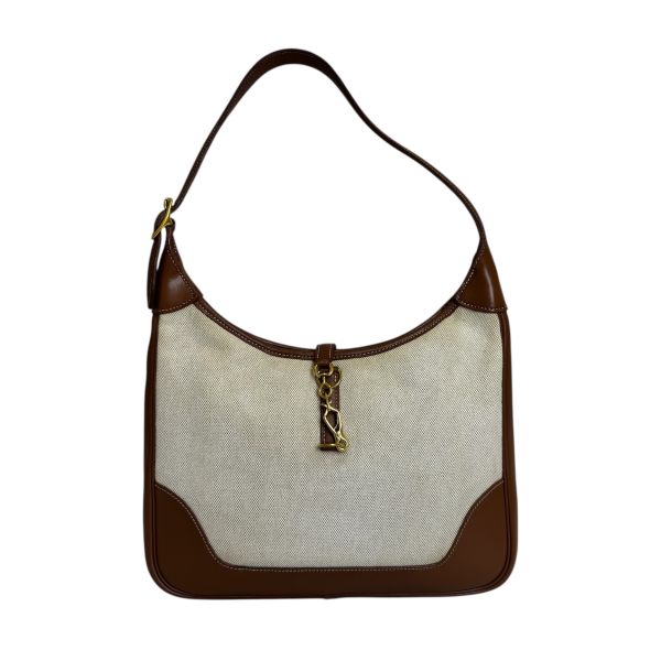 Hermès Trim 31金棕金釦拼帆布 