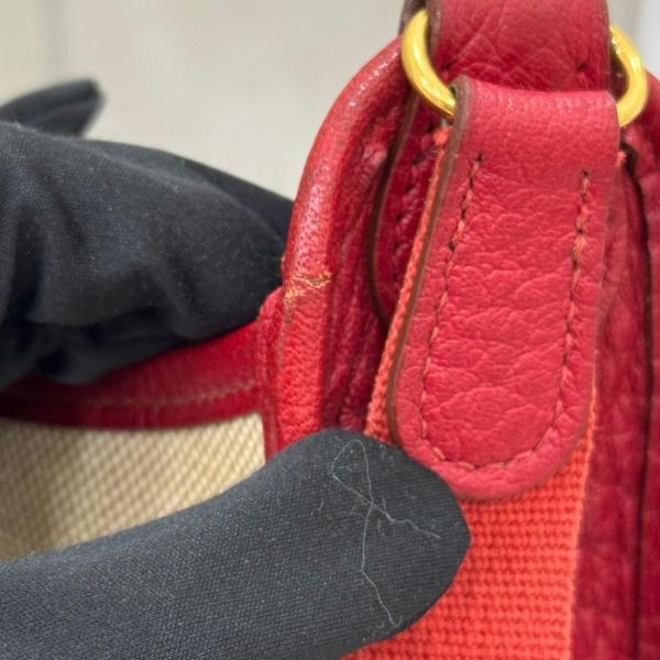 Hermès Vespa 紅色帆布拼接包 