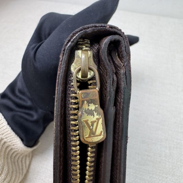 Louis Vuitton 棋盤格拉鏈零錢包兩折短夾 