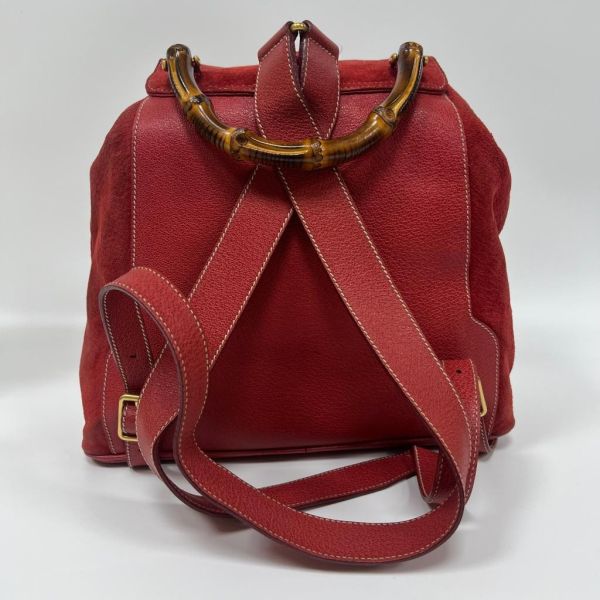 Gucci 竹子大絨面紅後背包 