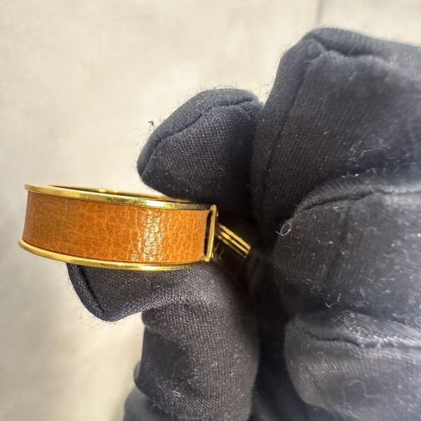 Hermes 中古金鎖頭橘皮絲巾釦戒指 