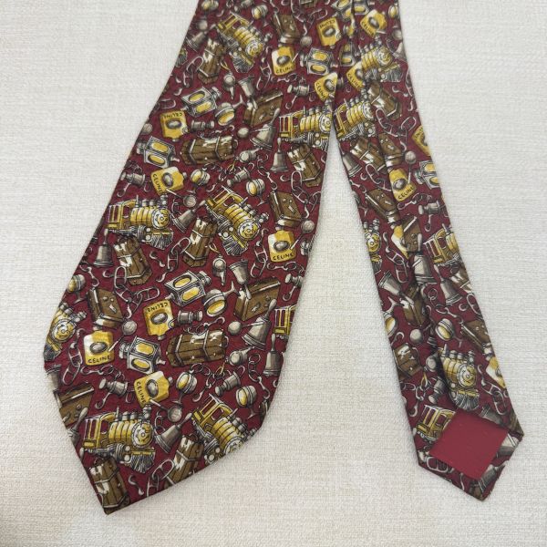 CELINE 紅 火車頭多圖 領帶 絲綢(中古） 