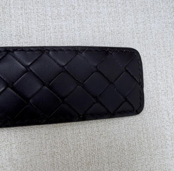 Bottega Venetia 深咖 銀頭編織 皮帶 腰帶 