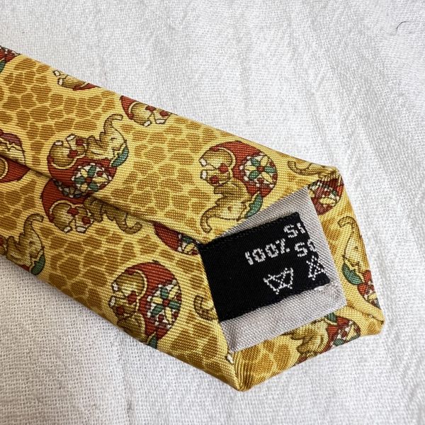 Salvatore Ferragamo 黃色大象領帶（中古） 
