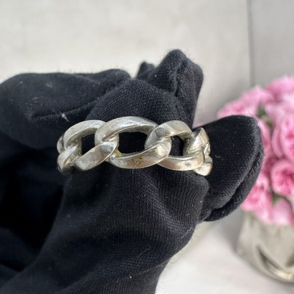 Versace 中古女王頭麻花卷銀飾戒指 