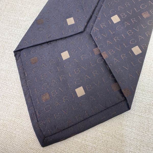 BVLGARI 藍字母logo 領帶 領結 絲綢（中古） 