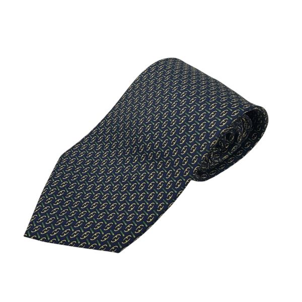 FENDI 藍綠 領帶 領結 絲綢（中古） 