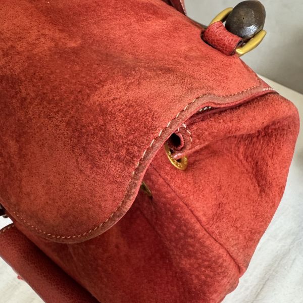 Gucci 竹子大絨面紅後背包 