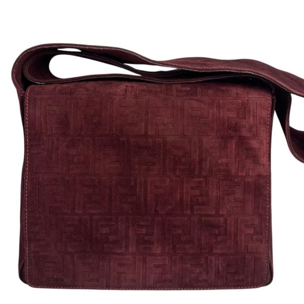 Fendi Zucca 深紅斜肩包 