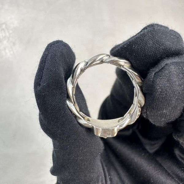 Versace 中古女王頭麻花卷銀飾戒指 