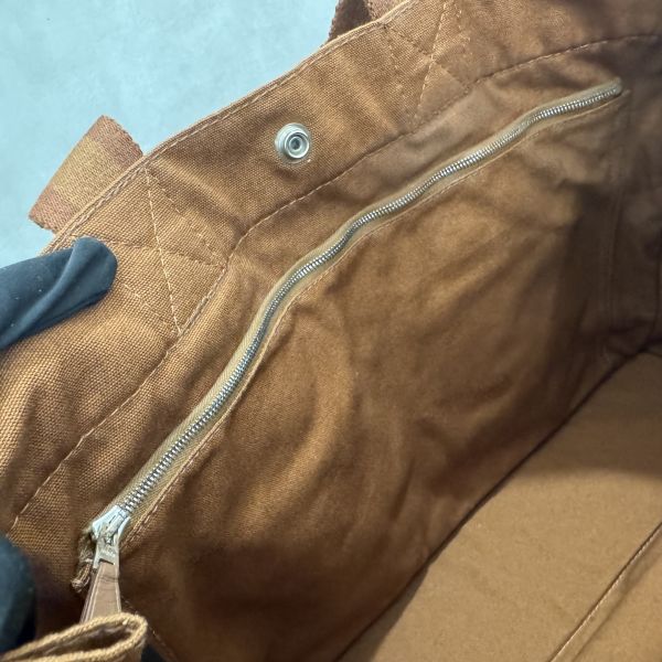 Hermès 帆布拼皮手提包 