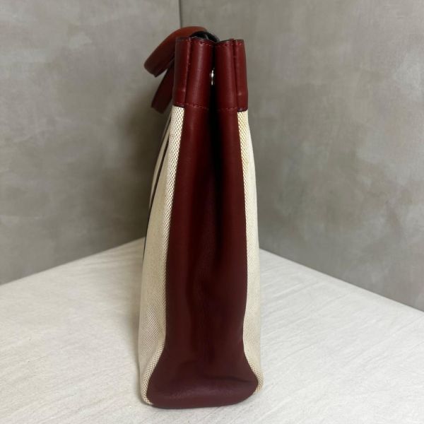 Hermès 皮革帆布手提包 