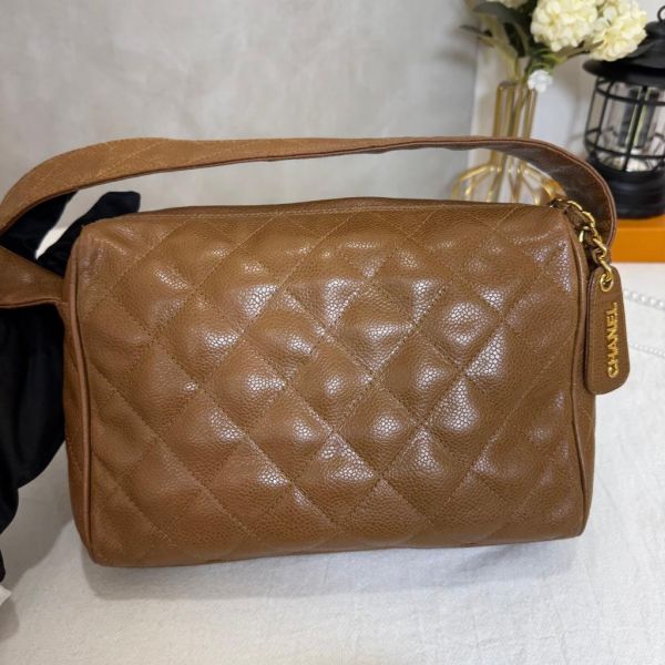 Chanel 咖金皮寬帶相機包 