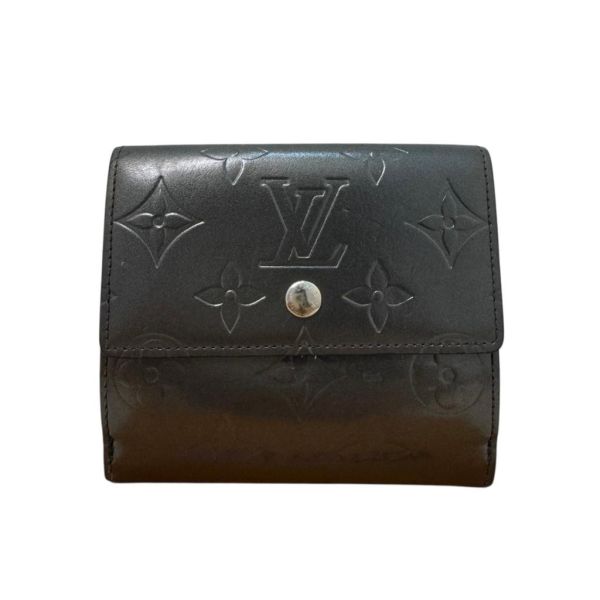 Louis Vuitton 漆皮黑灰壓紋短夾 