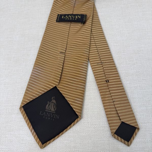 LANVIN 黃條紋 領帶 領結 絲綢（中古） 