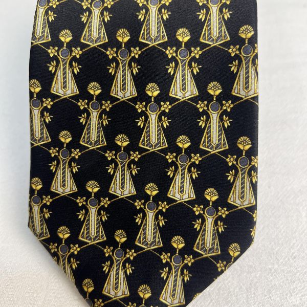 Lanvin 黑色復古風幾何圖案領帶 領結 絲綢（中古） 